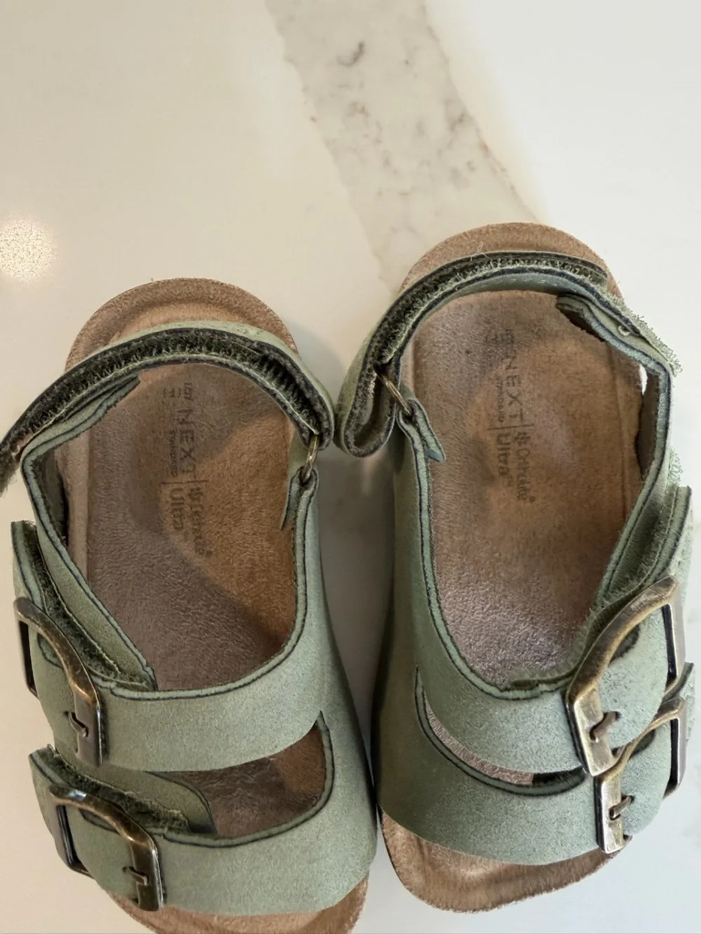 next Olive Green Double Buckle Kids Sandals with Ankle Strap