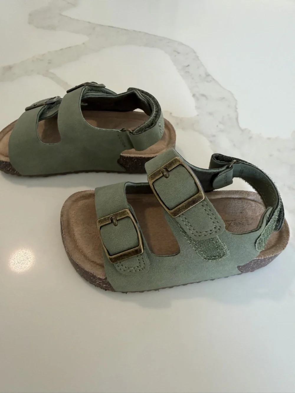 next Olive Green Double Buckle Kids Sandals with Ankle Strap