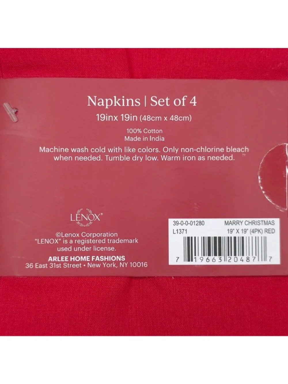 Lenox Holiday Napkins Set Of 12 19