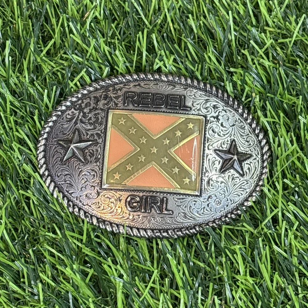 Rebel Girl Belt Buckle New Z's Buckles Western Y2K Silver Tone Metal‎