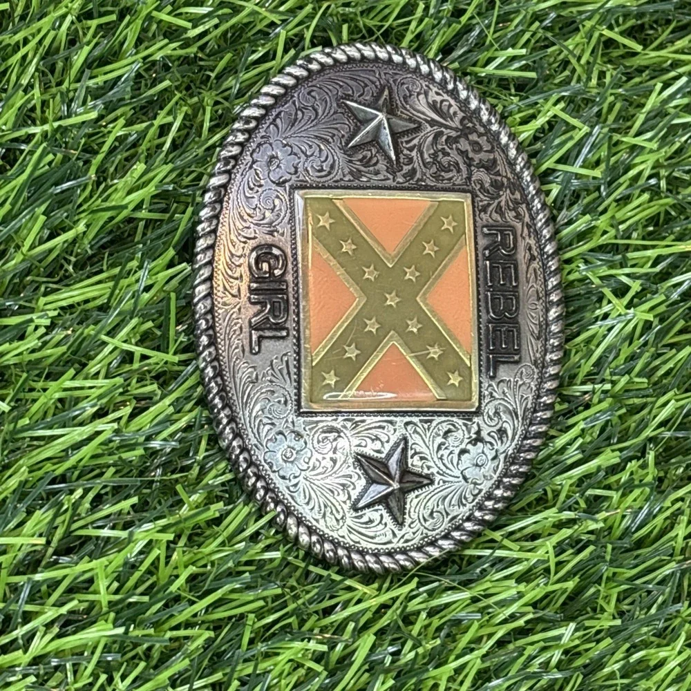 Rebel Girl Belt Buckle New Z's Buckles Western Y2K Silver Tone Metal‎
