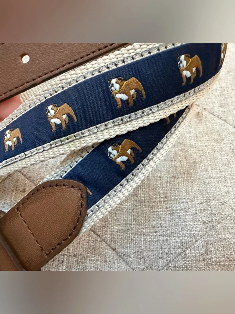 LIKE NEW JANIE AND JACK BLUE BULLDOG BELT RIBBON BELT 10–12