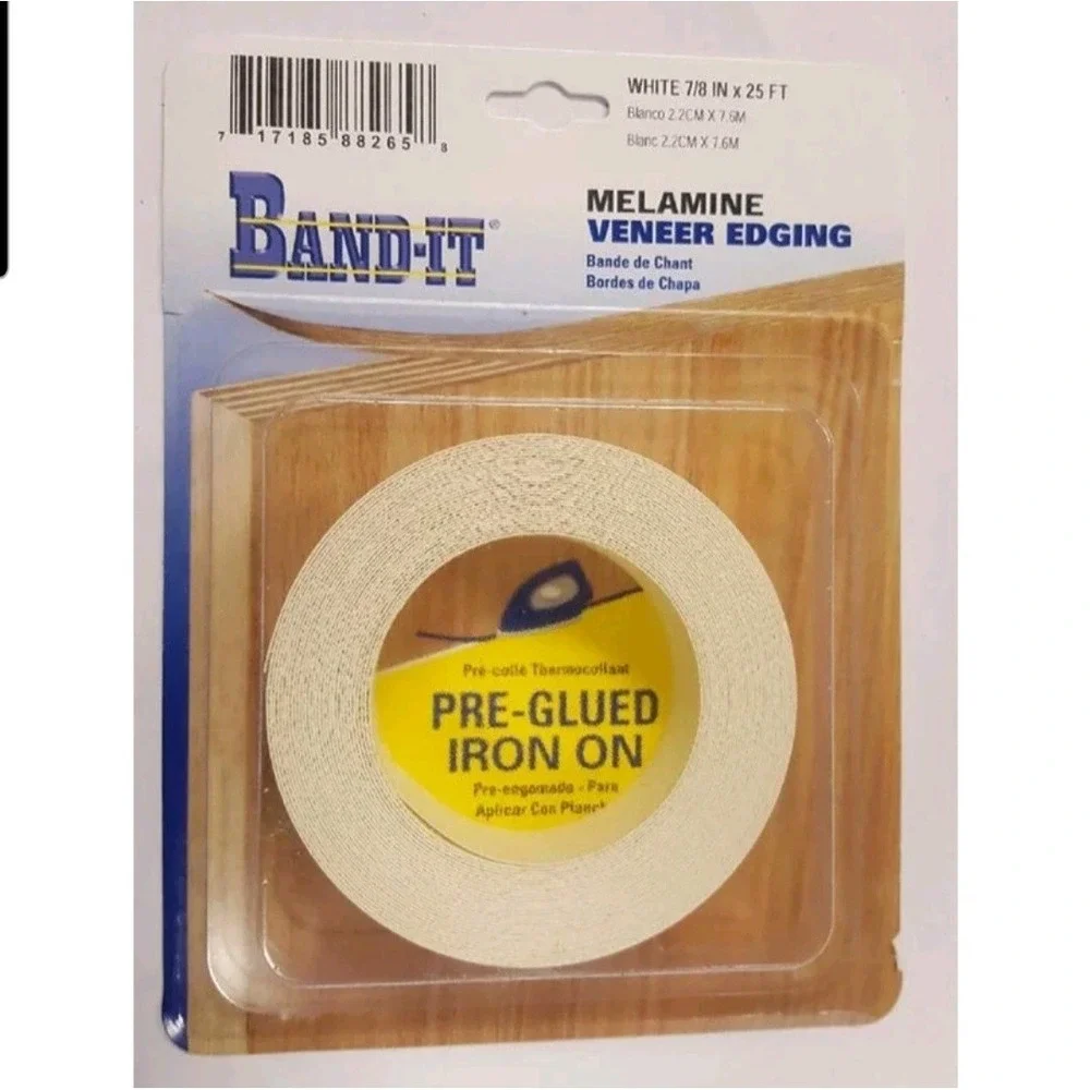 Band-It 88265 White Melamine Veneer Edging 25 L‎ ft. x 7/8 W x 0.030 Thick~NEW