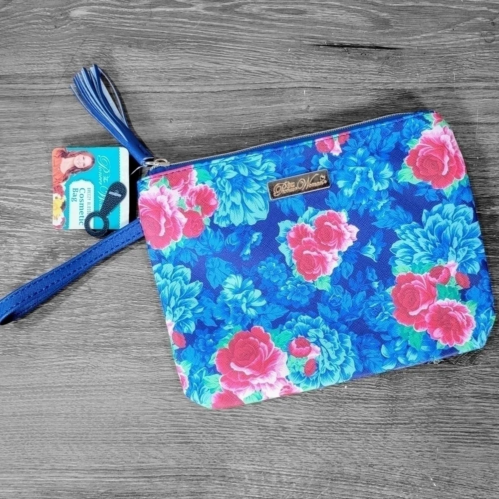 NEW Pioneer Woman Cosmetic Bag Breezy Blossom Print Wristlet