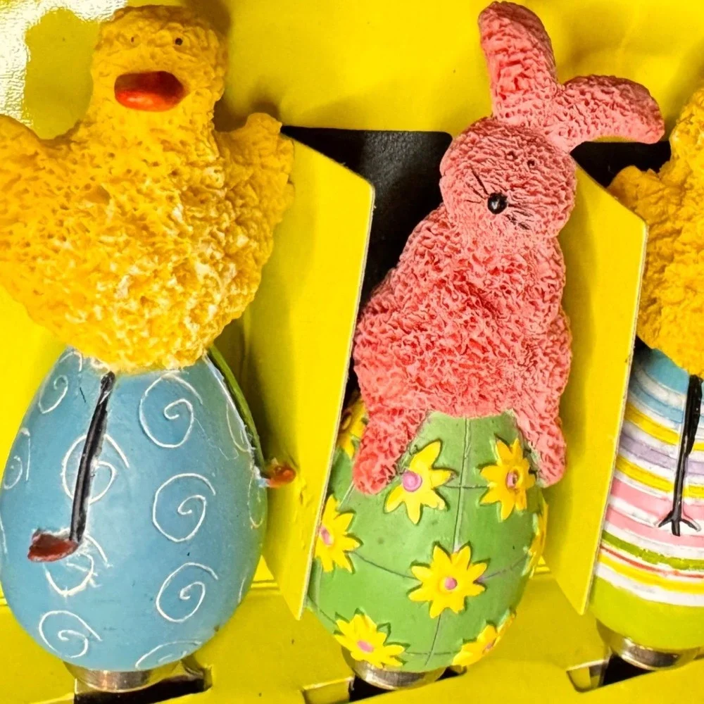 New 90s Boston Warehouse Easter Egg Chick Bunny‎ Sheep Cheese Knife Set Spring