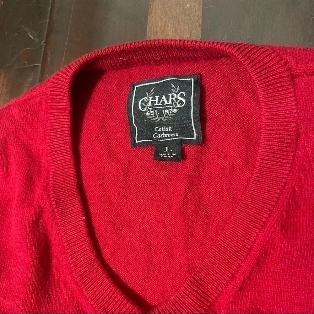 Chaps Red Sweater Mens Size Large Cotton Cashmere