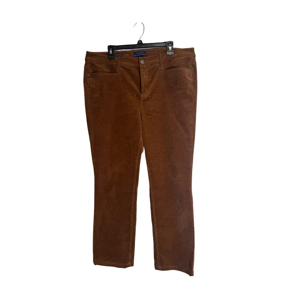 Talbots High Waist Straight Leg Brown Corduroy Pants Women's Size 16W