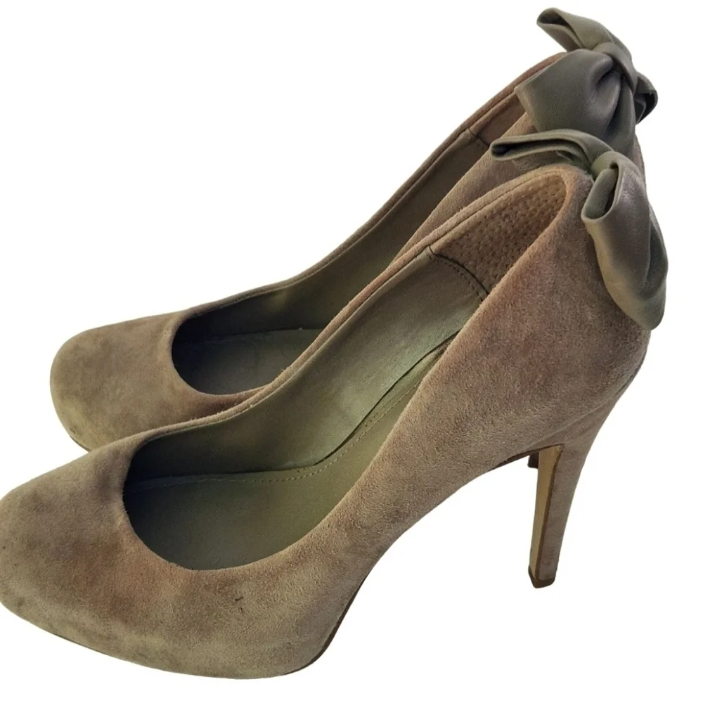 Dolce Vita Briar Suede Later Bow Taupe Hidden Platform Pumps Size 9