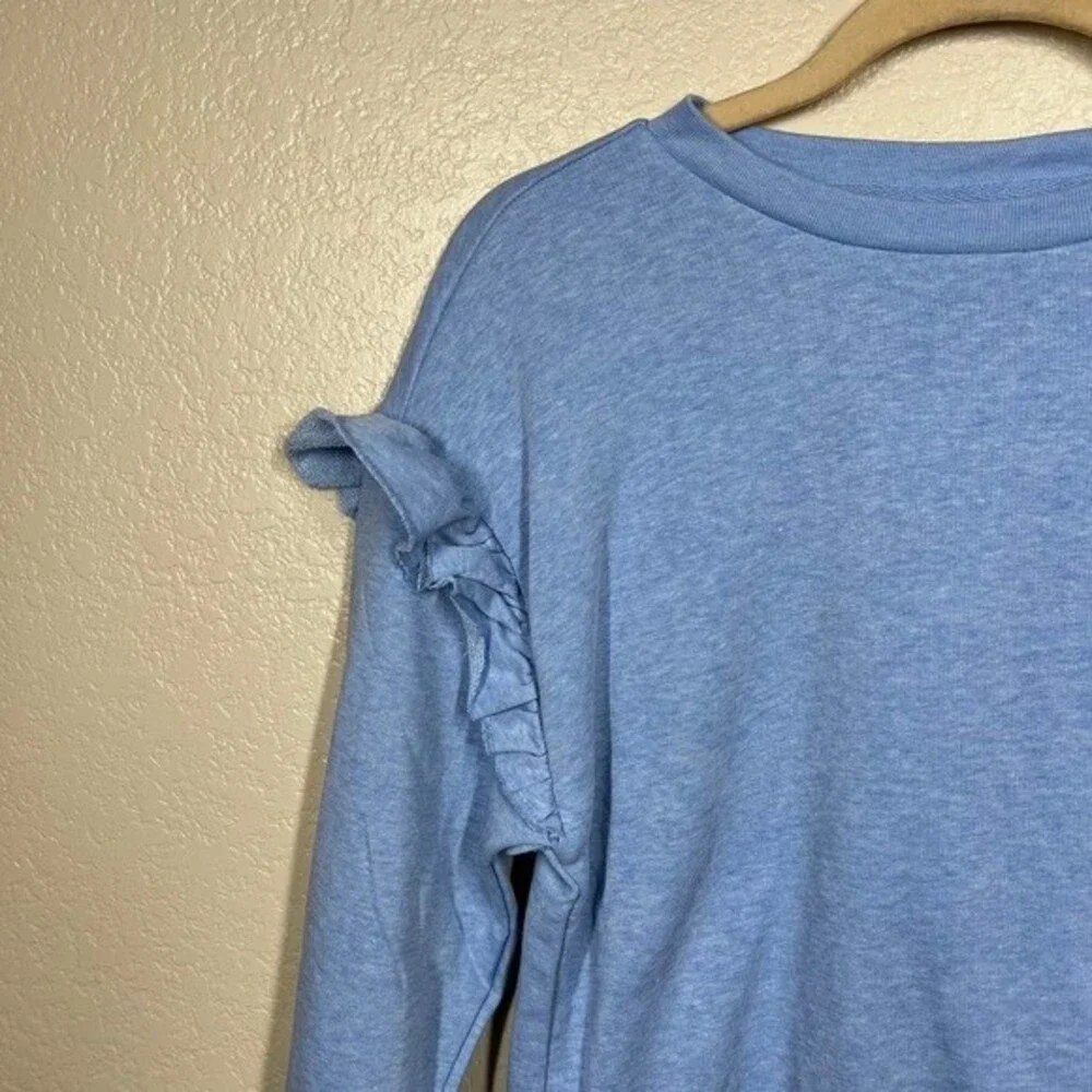 Gap kids blue sweater long sleeve sweatshirt ruffle detail on sleeve size L(10)