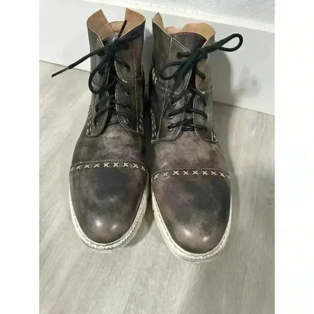 RED|STU Mens Distressed Leather Lace Up Ankle Boots Size 10 USA