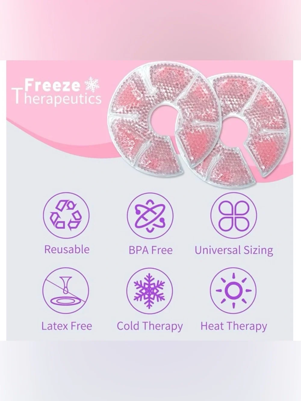 Breast Ice Pack - Soothing Cold/Hot Therapy (Pink/White) NWOT