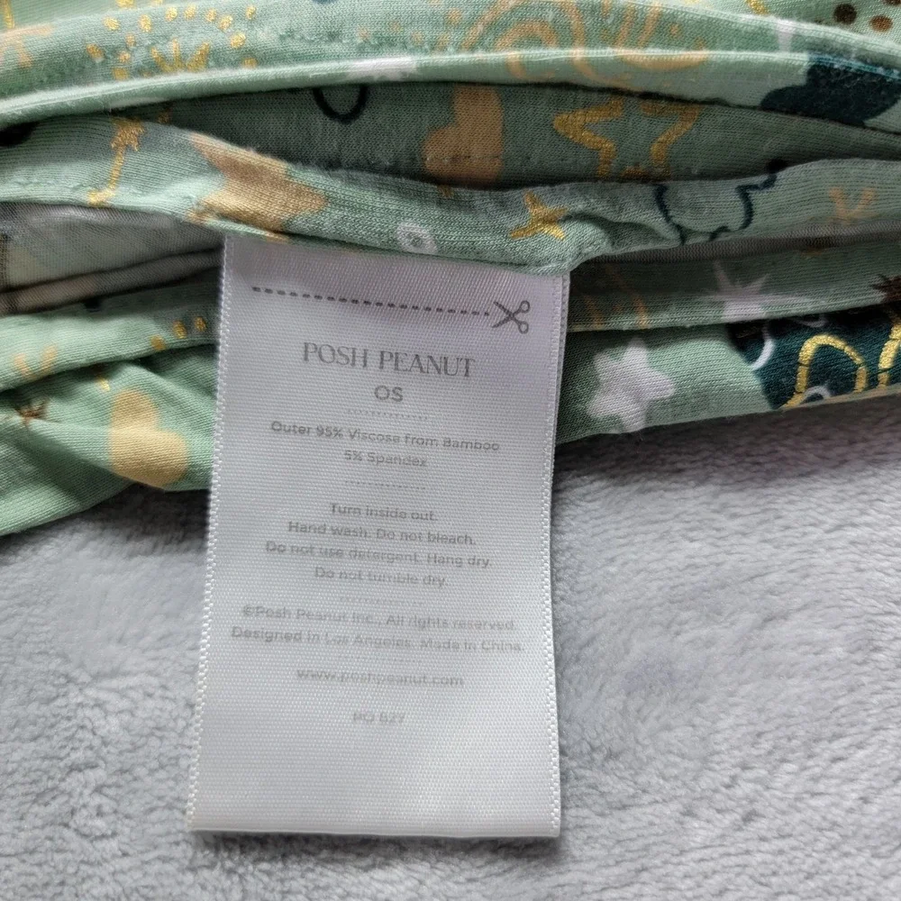 Posh Peanut Bamboo Outer Space Swaddle Blanket and Beanie Set Green Gold 0-3M