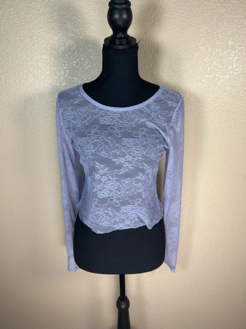 Anthropology Lavender Lace Long Sleeve Blouse | Size L