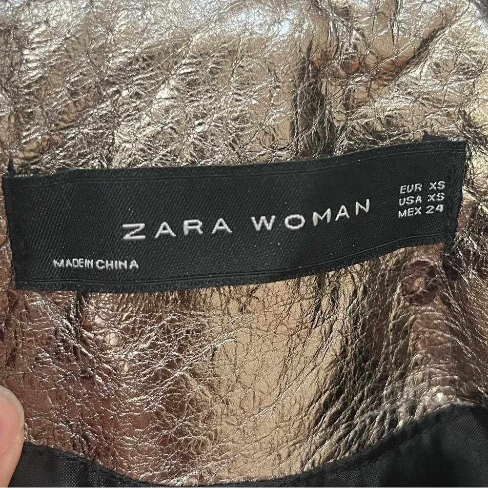 ZARA Genuine Leather Gunmetal Moto Jacket size XS