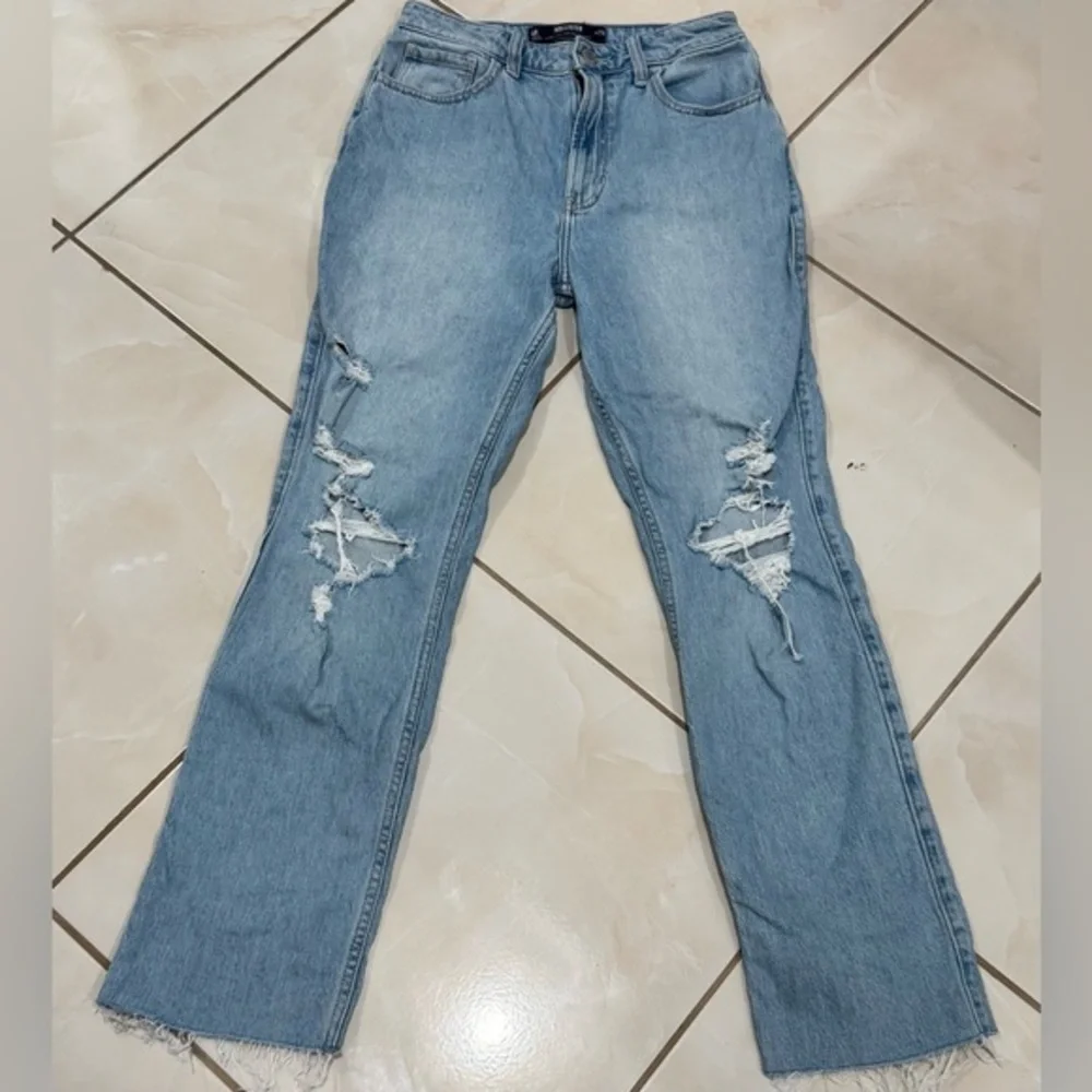 Hollister Blue Ripped Straight Jeans