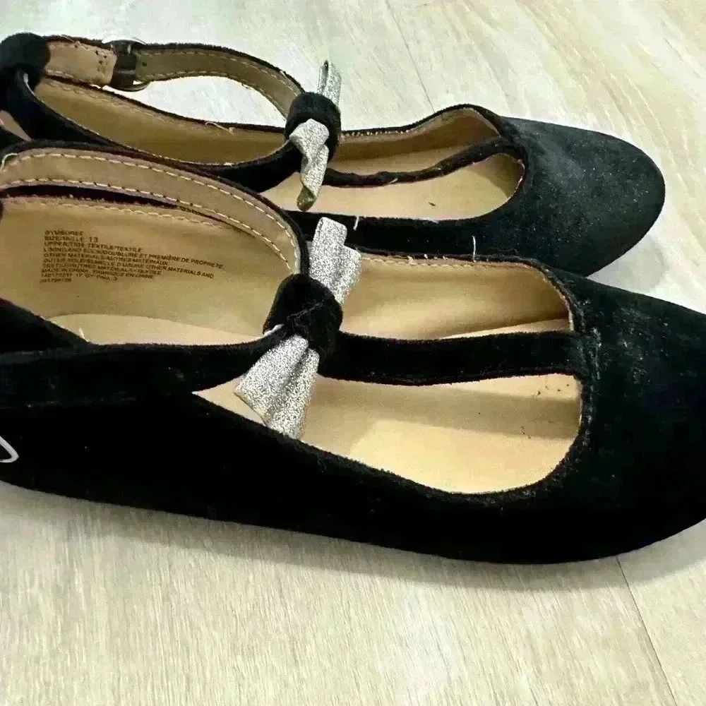 Gymboree Fun and Fancy Girls Black Flat Dress Shoes Holiday toddler size 13