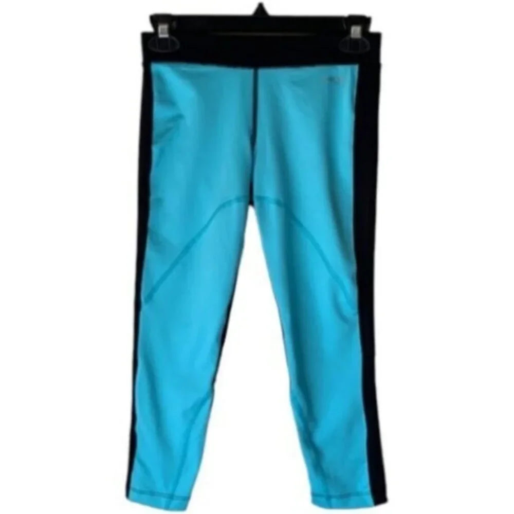 BEBE Sport Teal Black Capri GYM Activewear Leggings Size XS GUC #M-070
