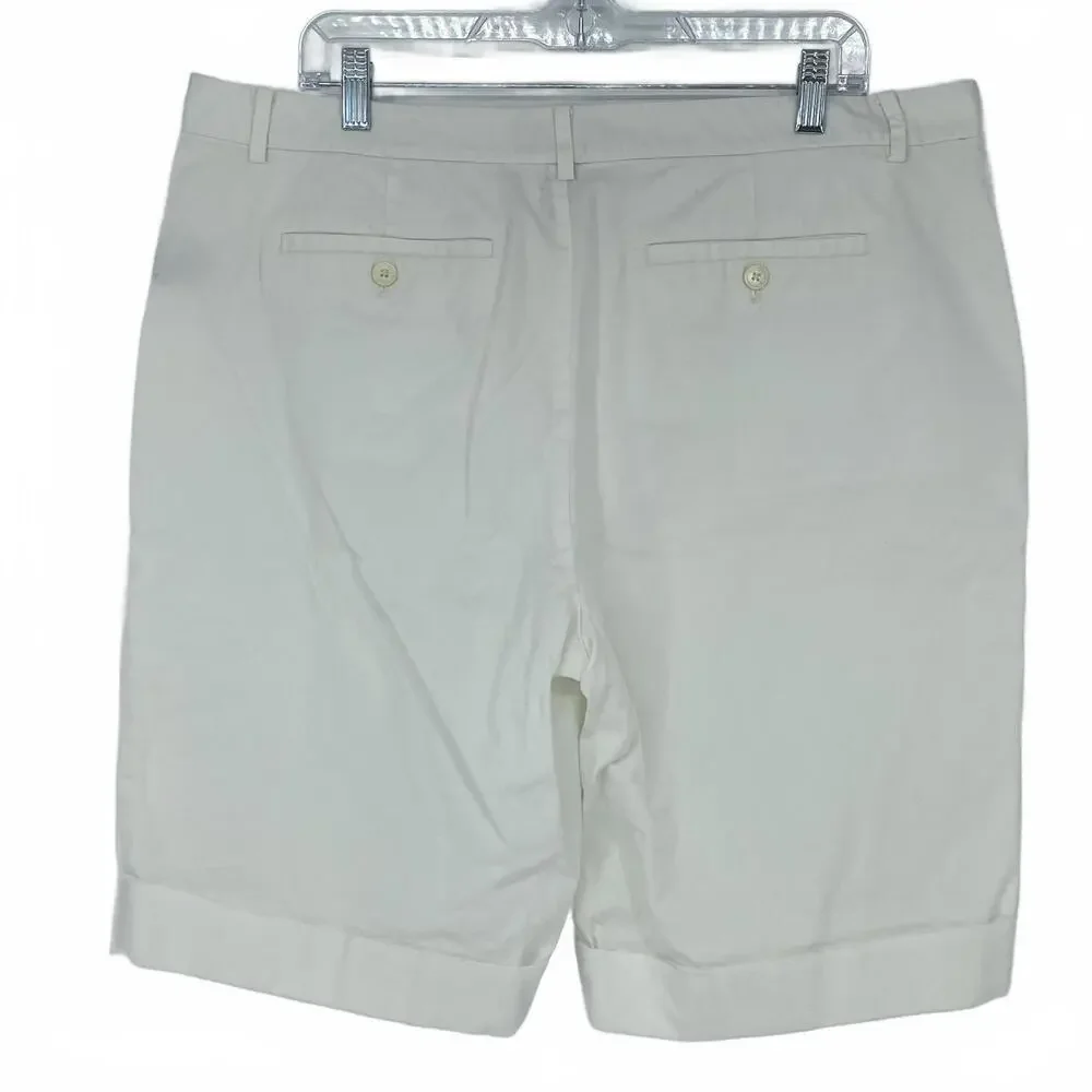 L-RL Ralph Lauren Active Women's White Roll Cuff Bermuda Shorts - Size 16