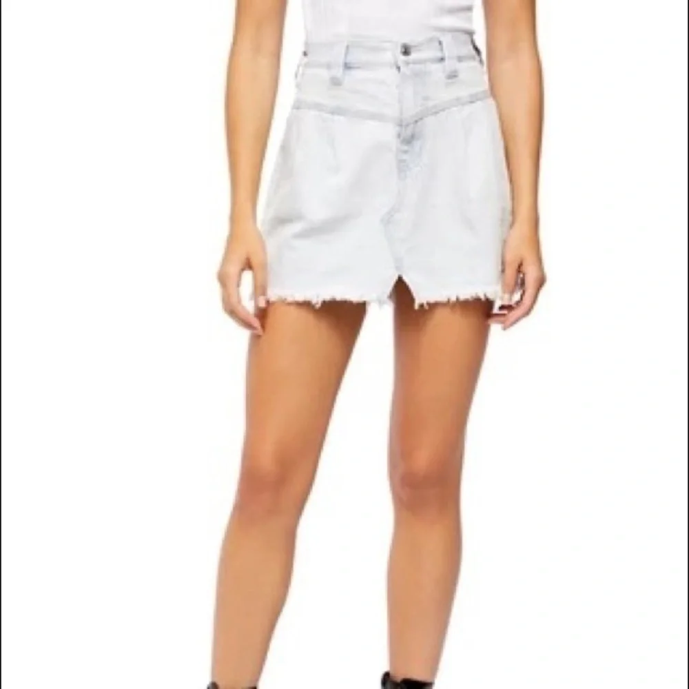 Free People Side Car Mini Skirt denim raw hem