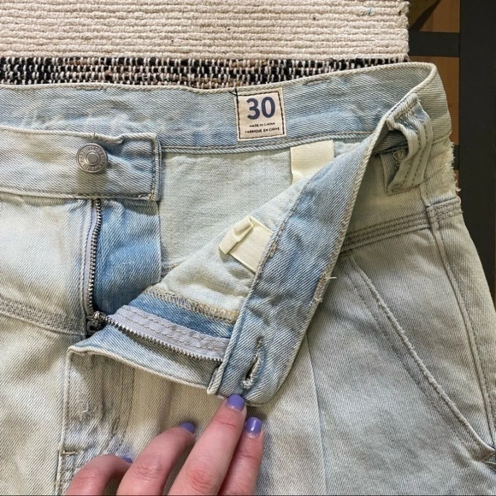 Free People Side Car Mini Skirt denim raw hem