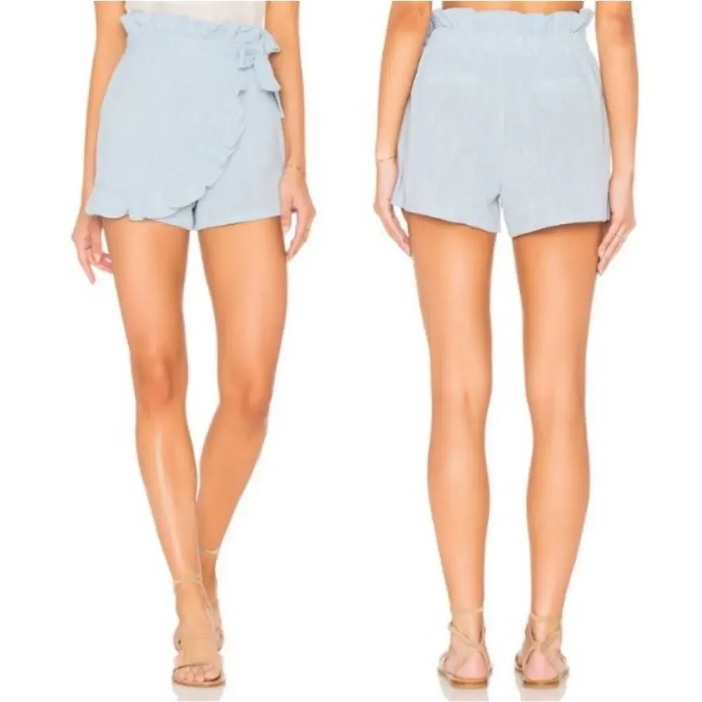Misa Los Angeles Ania Skort Ruffle Shorts Medium Sky Blue 100% Cotton Preppy