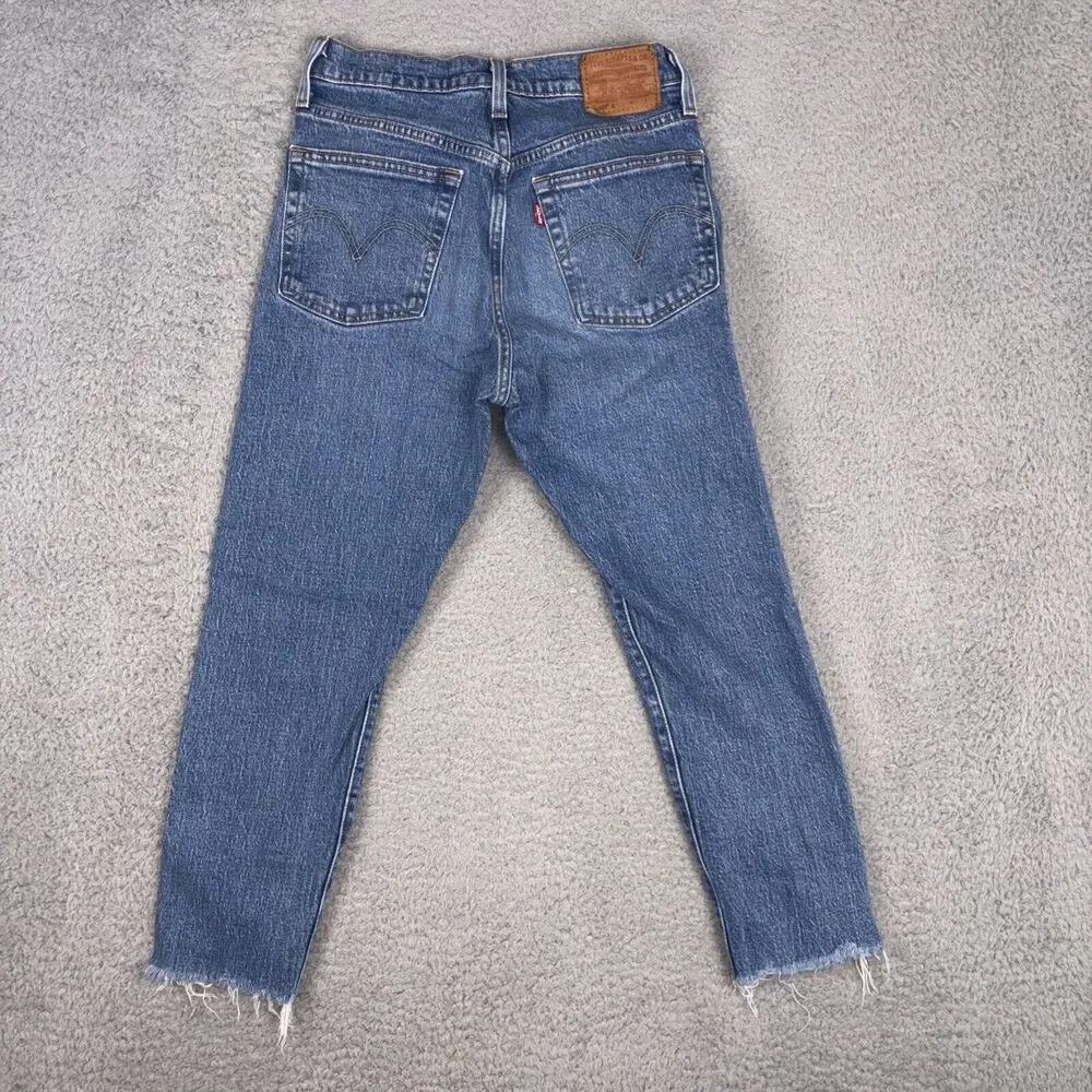 Levis 501 S Skinny XX Premium Big E Jeans Button Fly Women 25x28 Blue Frayed