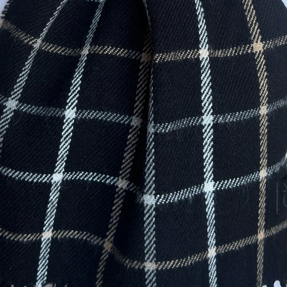 Calvin Klein Black and Cream Plaid Scarf