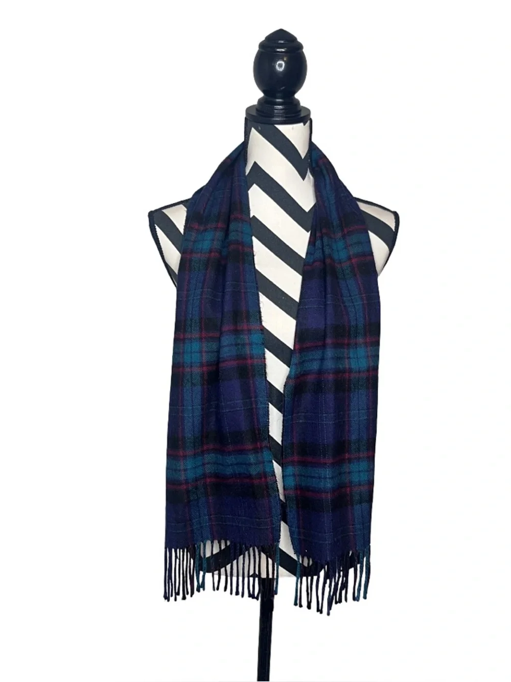 Christian Dior Vintage Dark Plaid Academia Preppy Scarf