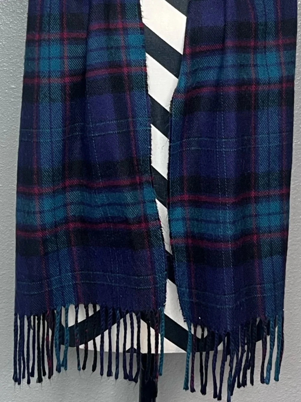 Christian Dior Vintage Dark Plaid Academia Preppy Scarf