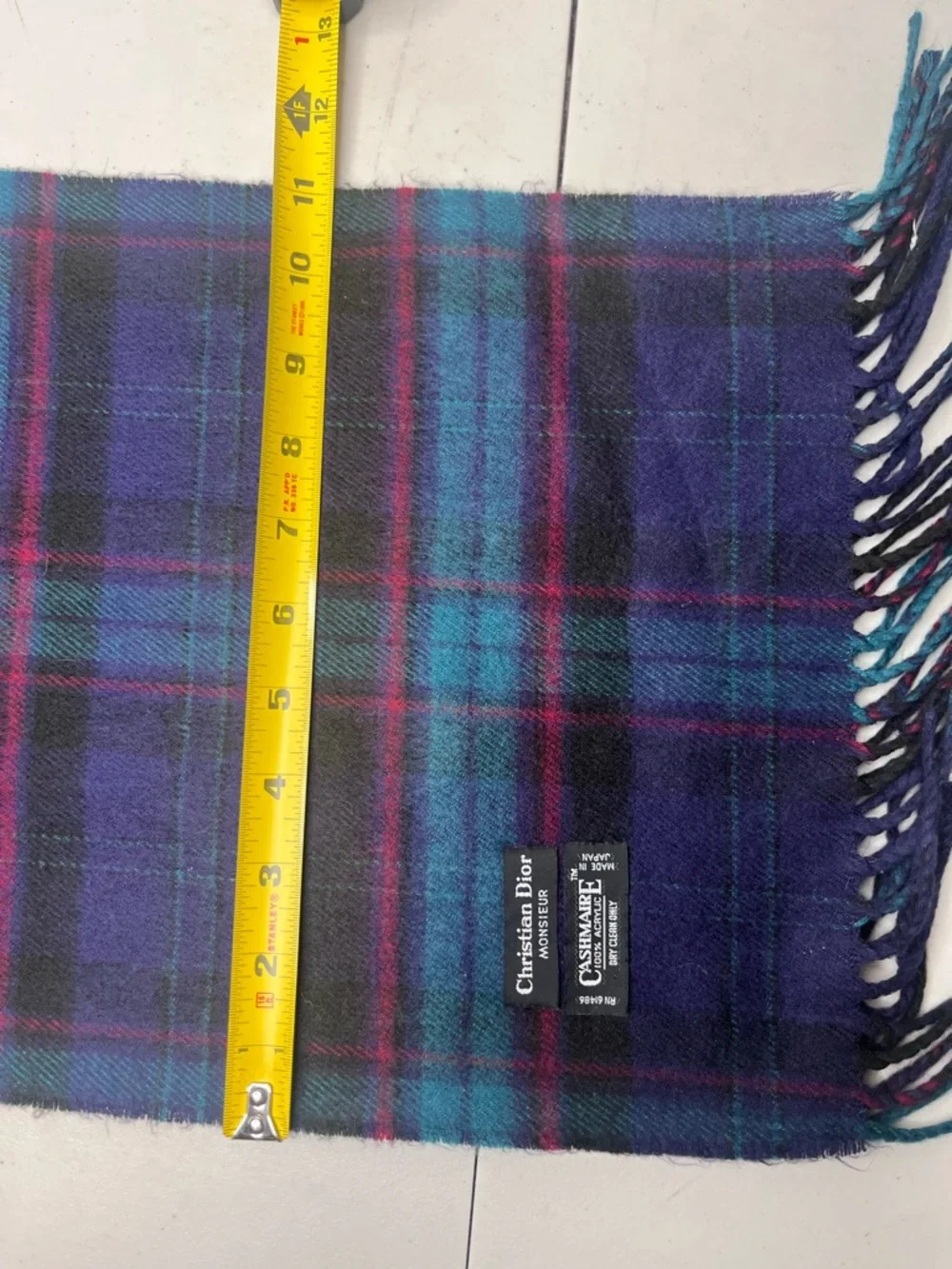 Christian Dior Vintage Dark Plaid Academia Preppy Scarf