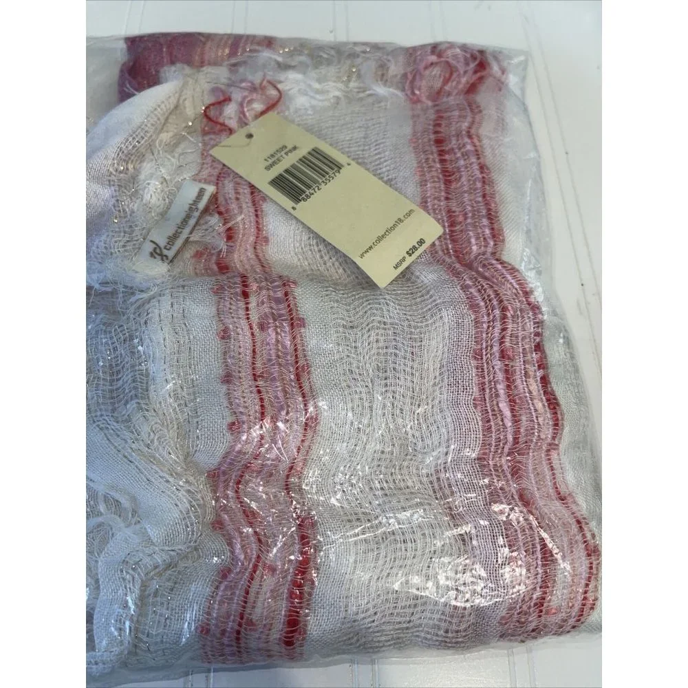 Collection 18 Ice Dainty Open Weave Slub Scarf Sweet Pink Retail $28.00