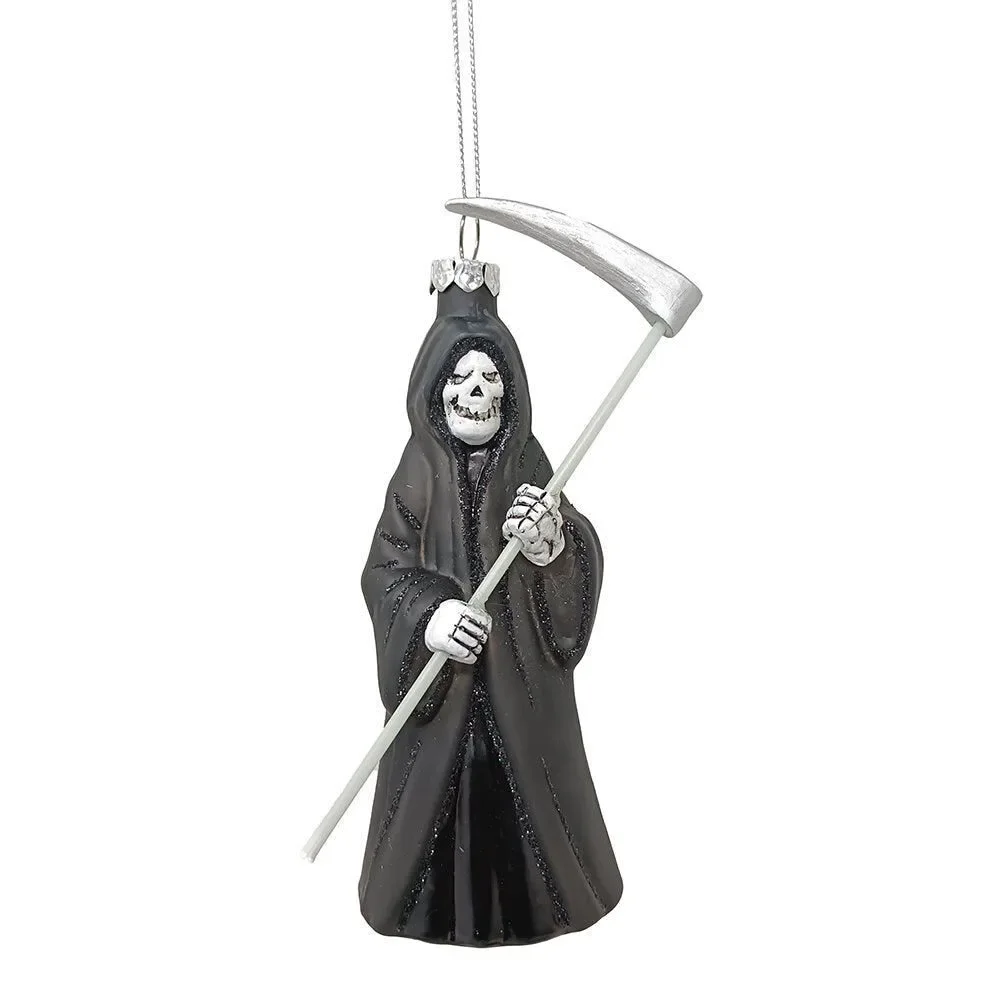 Grim Reaper Horror Glass Ornament, Spooky Halloween Christmas Tree Resin Decora