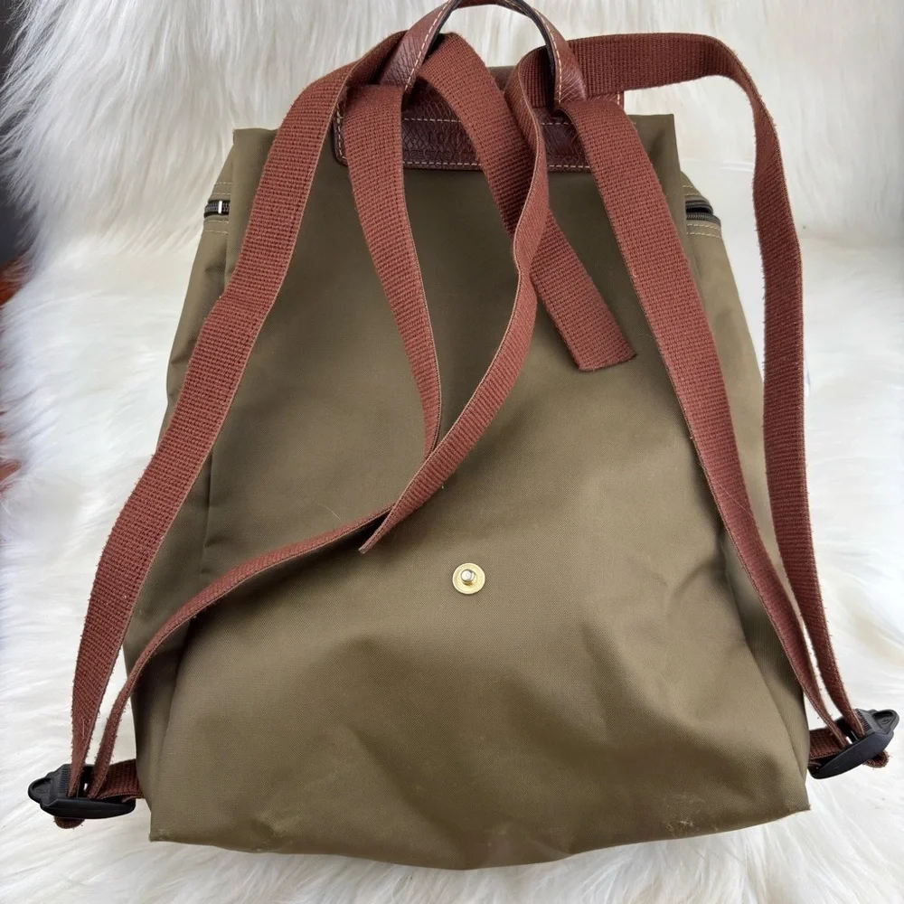 Longchamp Le Pliage Nylon Foldable Backpack with Leather Accents