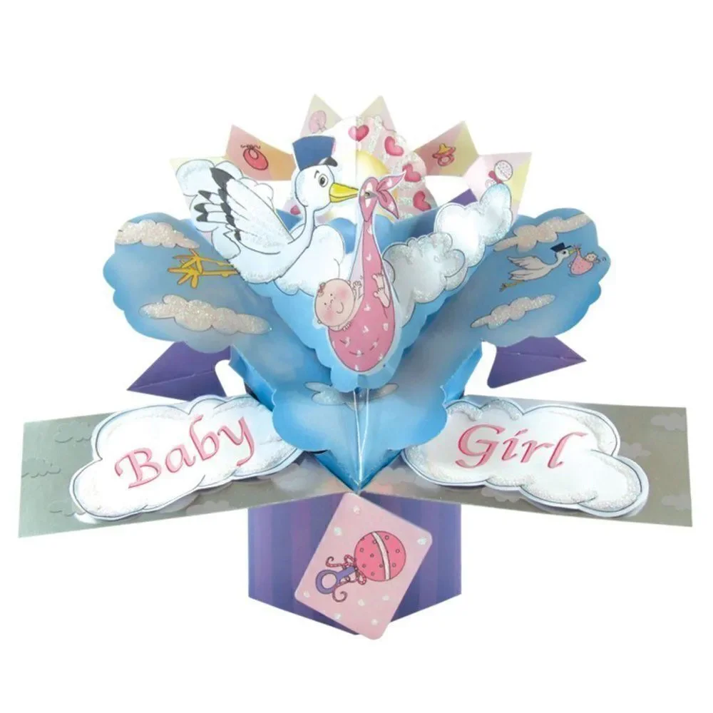 New Baby Girl Pop Up Greeting Card