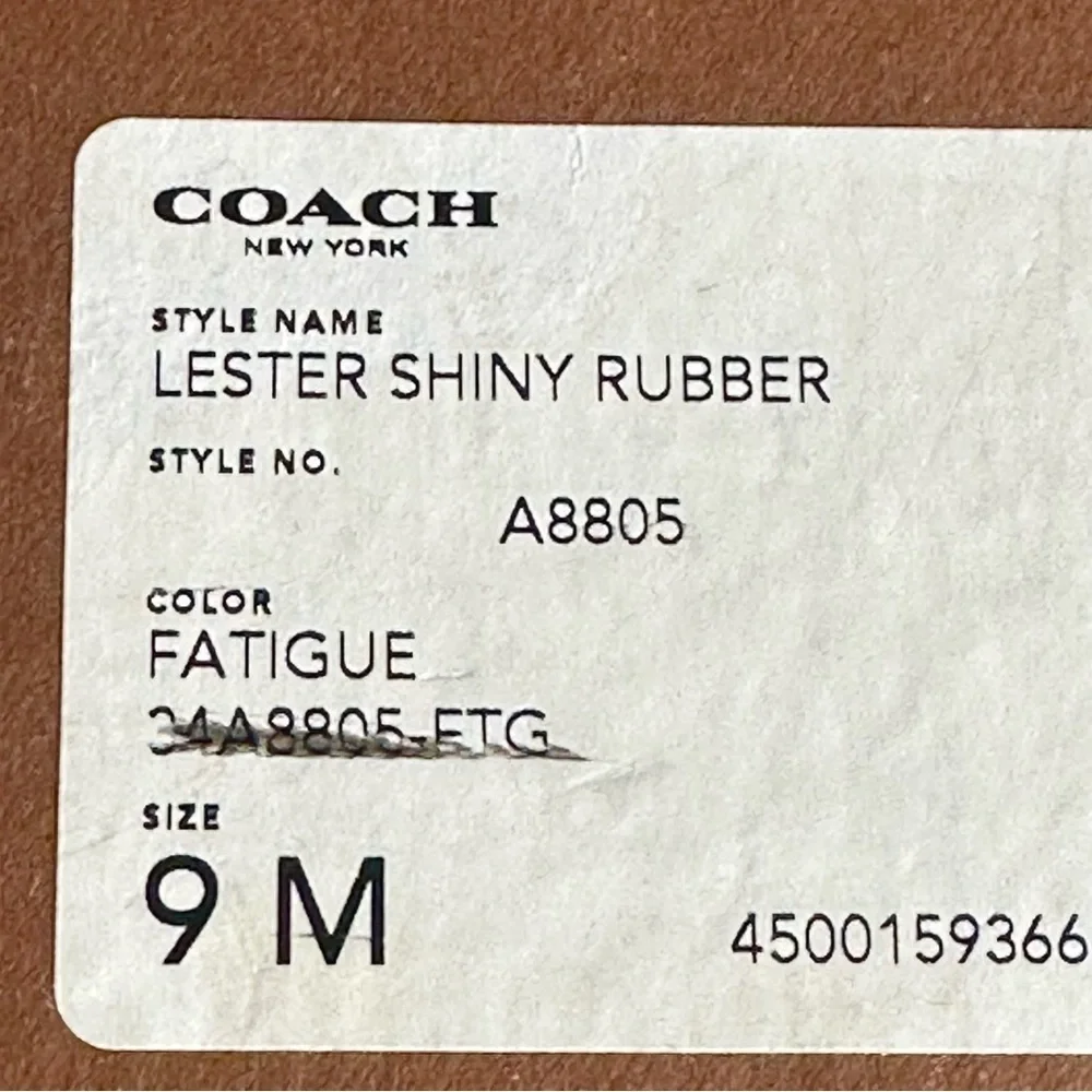 Coach Women’s Size 9 Fatigue Army Green Lester Shiny Rubber Rain Water Boots