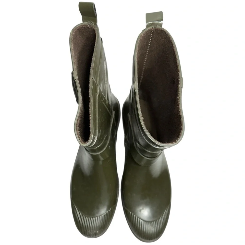 Coach Women’s Size 9 Fatigue Army Green Lester Shiny Rubber Rain Water Boots