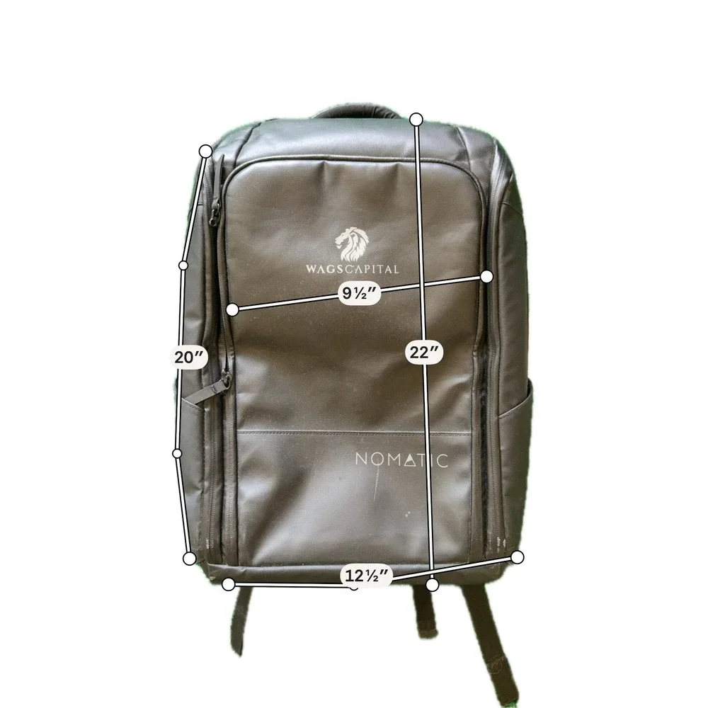 Nomatic Travel Backpack Black Laptop Bag Wags Capital Logo 20L-30L Expandable