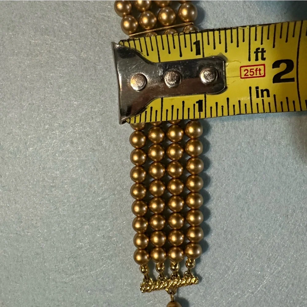 Vintage Matte Gold Bead Four Strand Choker- Stunning and Excellent Condition