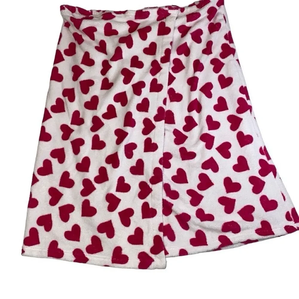 Towel Wrap White with Pink Hearts Hook and Loop Elastic Size 3X