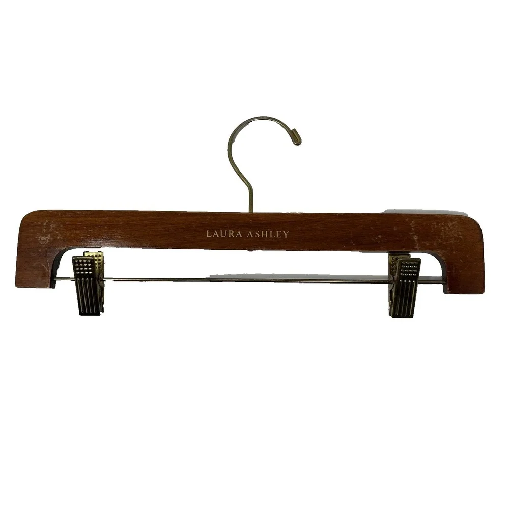 Vtg Laura Ashley Pants Skirt Hanger Wooden Metal Hook