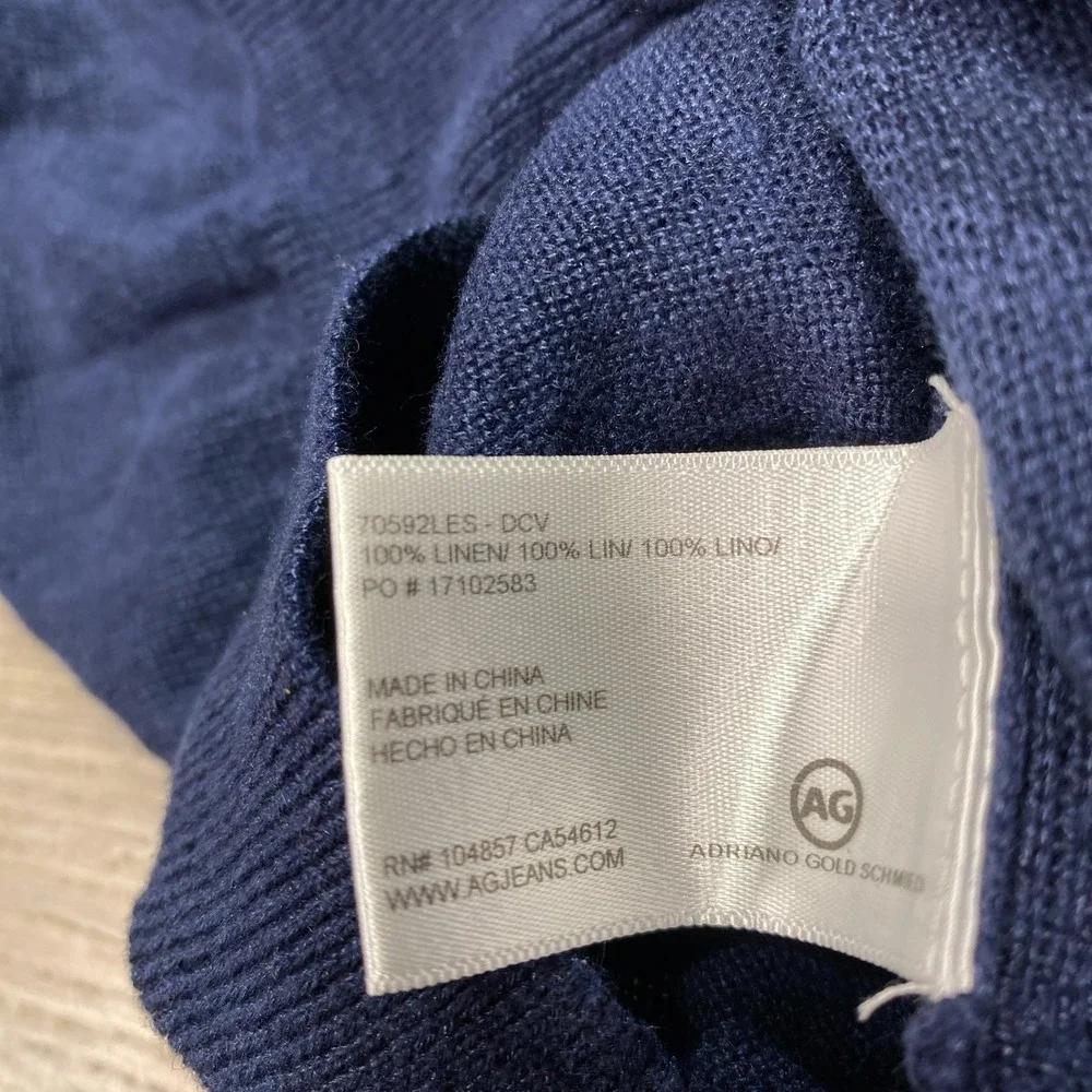 AG Adriano Goldschmied Sweater‎ Mens XL Navy Linen Crewneck Pullover 70592LES
