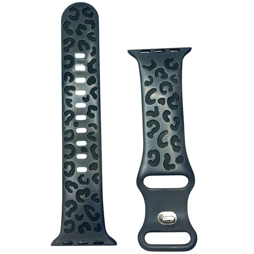 Matte Black Apple Watch Band 38 40 Silicone Strap Minimal NEW