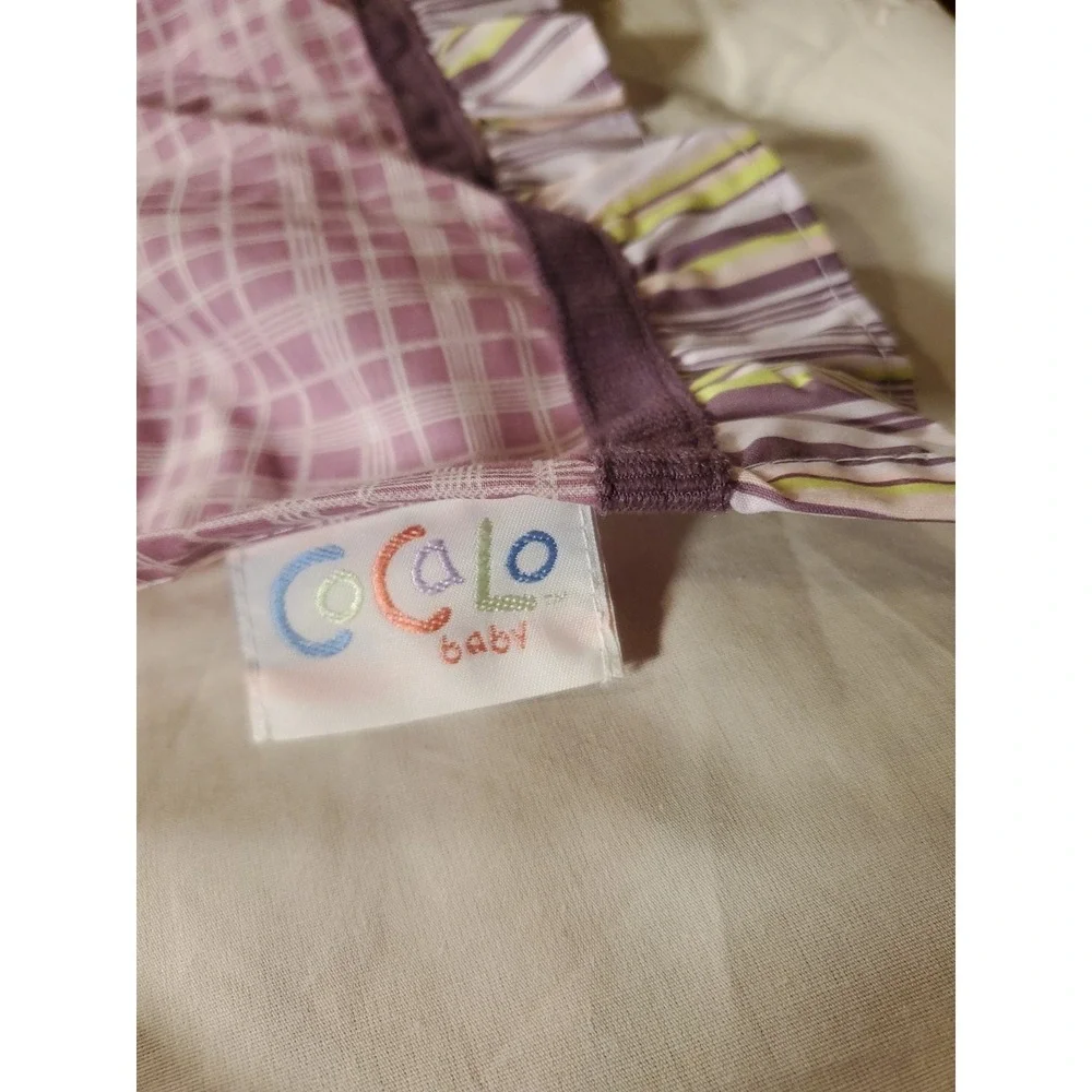 Cocalo Baby Crip Skirt Sugar Plumb Purple Check Ruffle & Matching Diaper Stacker