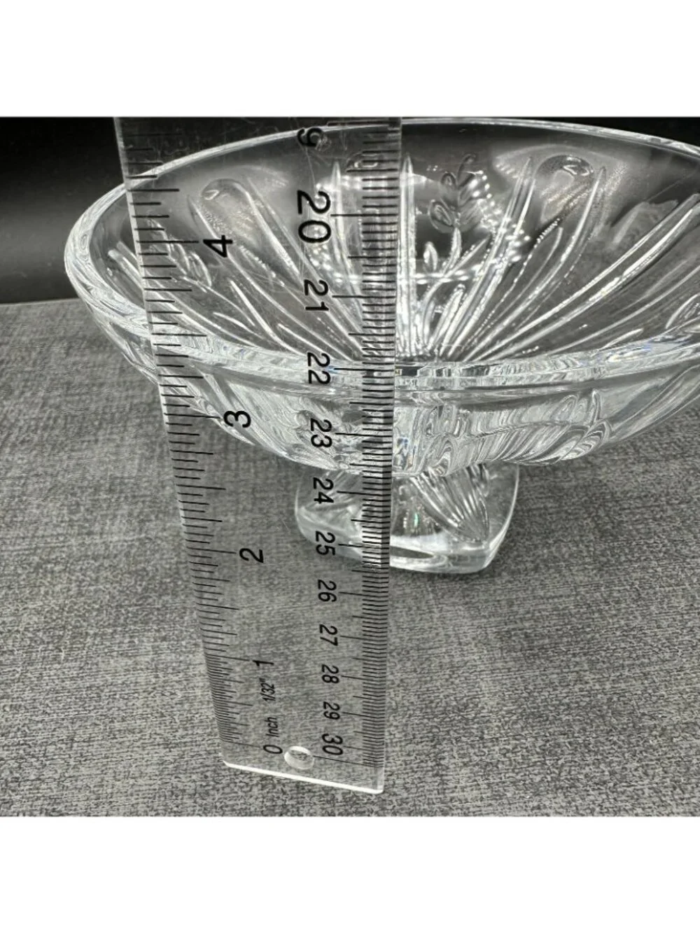 Vintage Crystal Footed Bowl Pedestal Candy Dish Starburst Fan 6.25