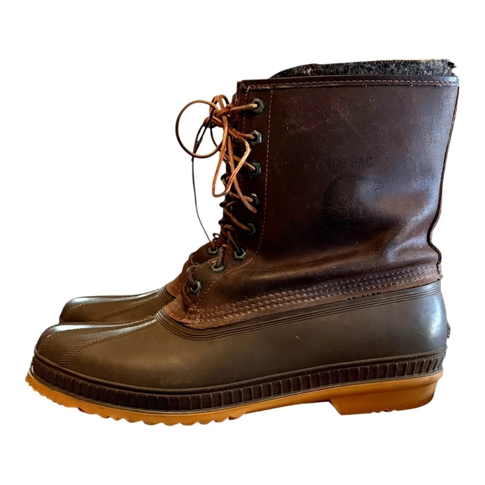 Sorel Mens Ice Pac Brown Insulated Winter Duck‎ Boots 13 Made in Canada Outdoors