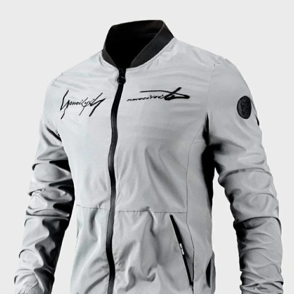 Gray Casual Men's Bomber Jacket