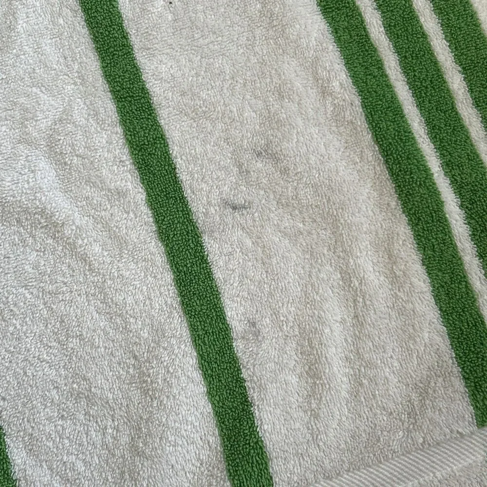 Vintage Ralph Lauren Home Beach Towel 34” X 64” USA Striped Cotton Green White
