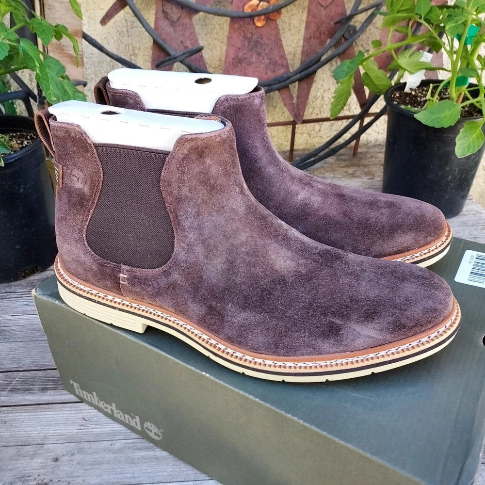 Timberland Boots Men's Size 10 Naples Trail Chelsea Brown‎ Suede Boots $130.00