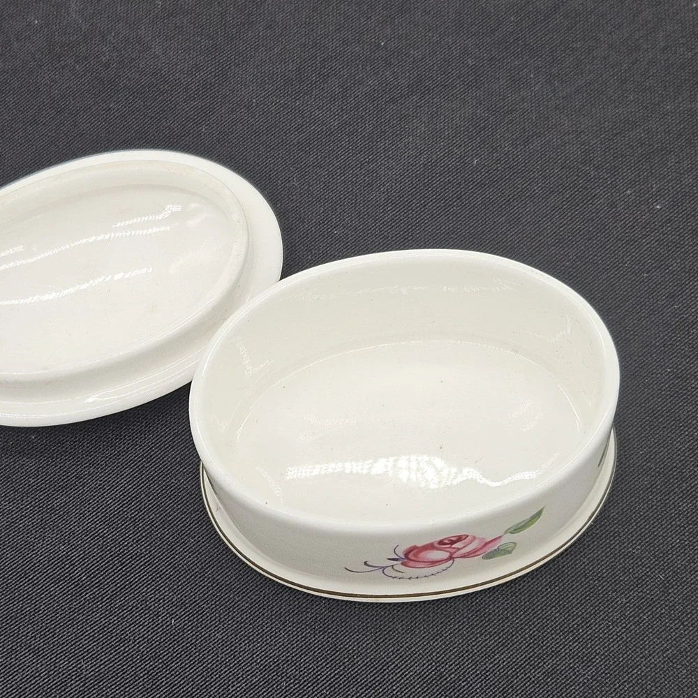 1930's Crown Staffordshire English Trinket Pot And Lid 
