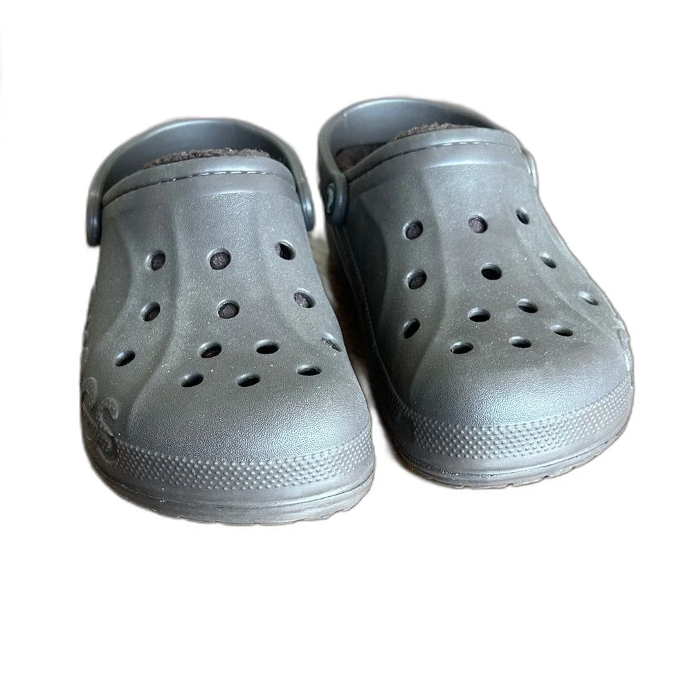CROCS Brown Classic Lined Clog Shoes Mule Slipper Sherpa Mens Size 8 Womens 10